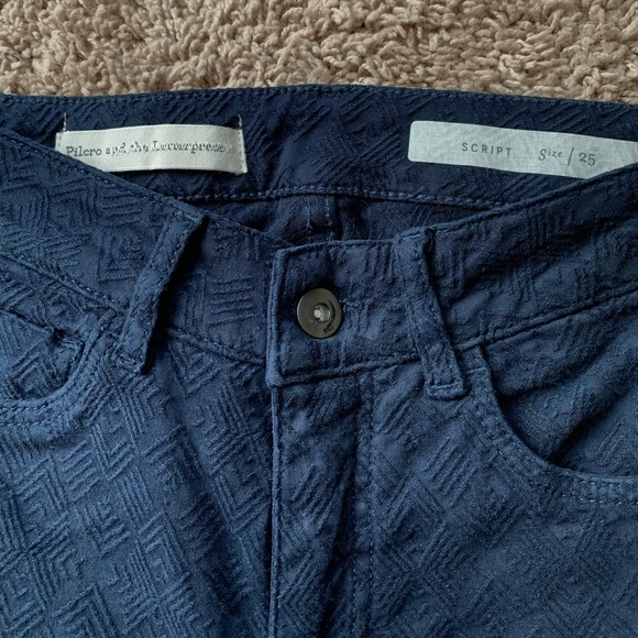 Anthro Textured Navy Skinny Pants - Picture 4 of 5